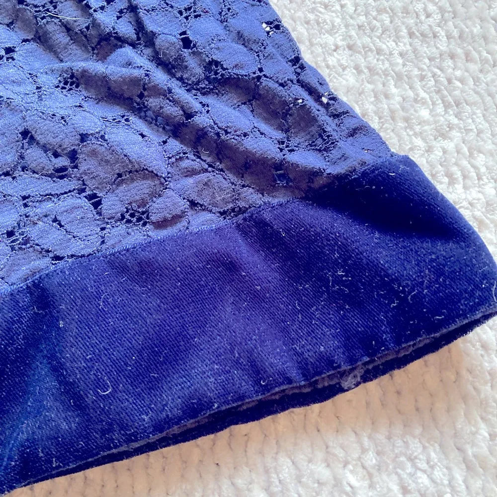 GAP Kids Navy Floral Lace Dress Velvet Trim‎ Size Small